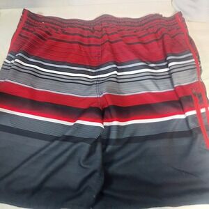 OP Ocean Pacific Mens Swim Trunks Shorts Red Black Stripe‎ Size 2XL 44 46
